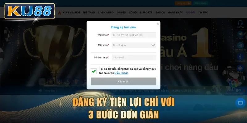 Đăng ký tiện lợi chỉ với 3 bước đơn giản